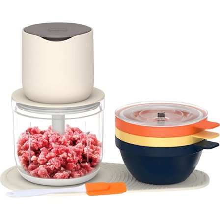 Elektrisk kjøttkvern grønnsakshakker bærbar mini foodprosessor 600ml beholder 150W oppladbart kjøkkenredskap