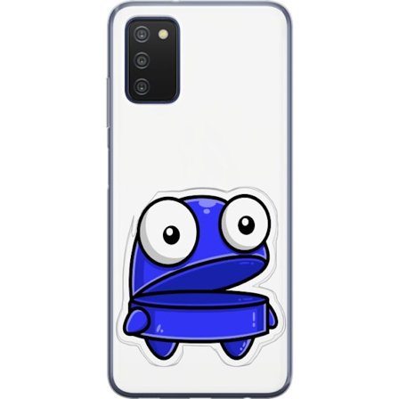 Kompatibel Mobilcover til Samsung Samsung Galaxy A03s Blå tegneseriefigur med åbent udtryk og store øjne i sjov illustration
