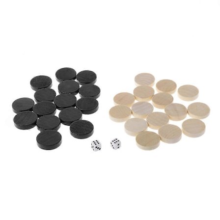 30 stk. Tre Brikker Backgammon Sjakkbrikker for Dam & Brikkespill