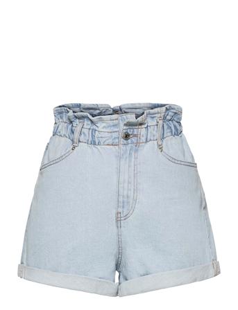 Paperbag Denim Shorts Blue Gina Tricot