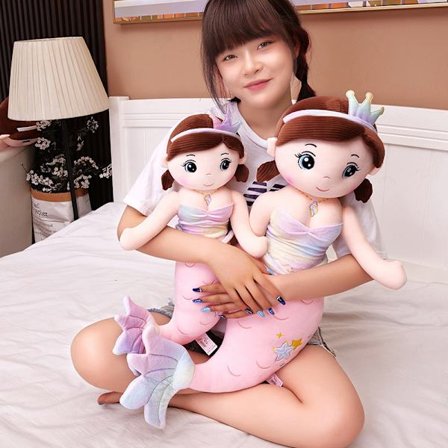 60 cm suuri merenneito tyyny söpö superpehmeä nukke tyttö mukavuus plussilelu sänky nukkuva nukke