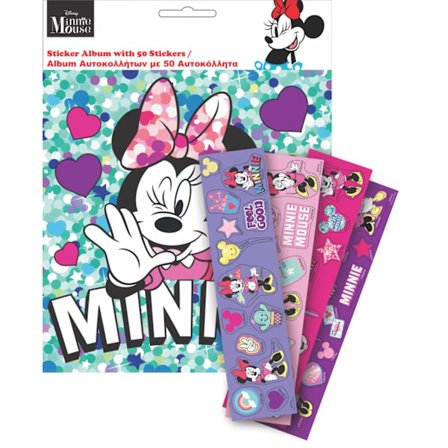 Minnie Mouse klistermärkesalbum från Disney med 50 klistermärken