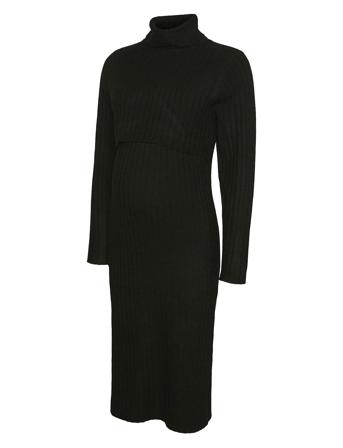 Mlsuniva June L/S Knit Midi Dress 2F Polvipituinen Mekko Black Mamalicious
