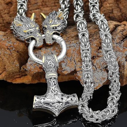 Menn Ulvehode Halskjede Norse Smykker Amulet Thors Hammer Pe