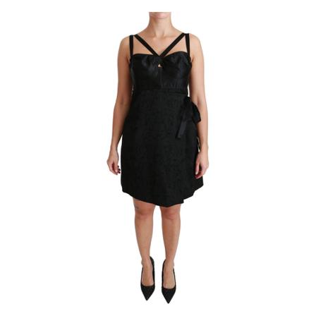 Dolce & Gabbana, Stretch Jacquard Mini Dress Zwart, Dames, Maat:M