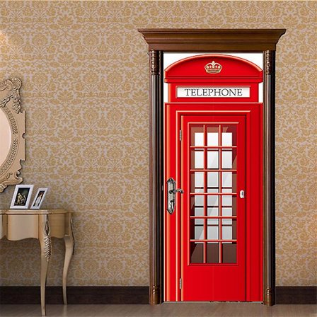 StyleC 77x200cm 3D Dørklistermærke Vinlager Fotovægmaleri Trompe l'oeil Vægklistermærker PVC Vandafvisende Tapet til Soveværelse Badeværelse Køkken 