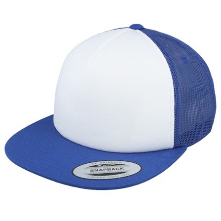 Yupoong - Blå trucker Caps - Foam Blank White/Royal Trucker @ Hatstore