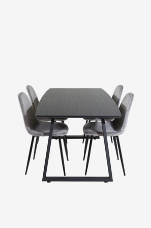Venture Home - Matgrupp Inca med 4st matstolar Polar - Svart - Matgrupper - Från Homeroom