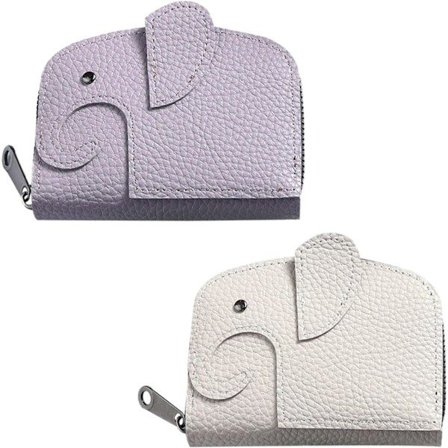 2 stk. kreditkortholdere, PU læder kreditkortpung, søde elefant kreditkortholdere, kortetui med 11 kortpladser (hvid, lilla)