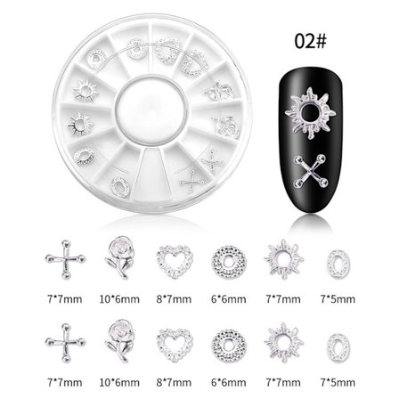 1 Laatikko Kynsilakkakoristeita Kynsiin Strassit Manikyyri DIY Tarvikkeet (02Silver)