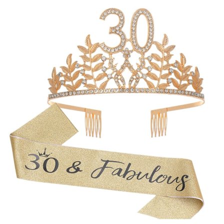 30-årsdag Skärp & Strass Tiara Kit, Grattis på 30-årsdagen Presenter till henne 30-årsdag Dekorationer för kvinnor