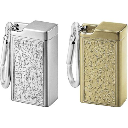 Askebæger, Bærbar Mini Lomme Askebæger Vindtæt Etui Nøglering Udendørs Rygning Tilbehør (2 stk - Guld, Sølv)