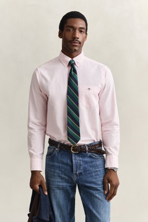 GANT Herren Banker Stripe Classic Oxford-Hemd (4XL) Rosa