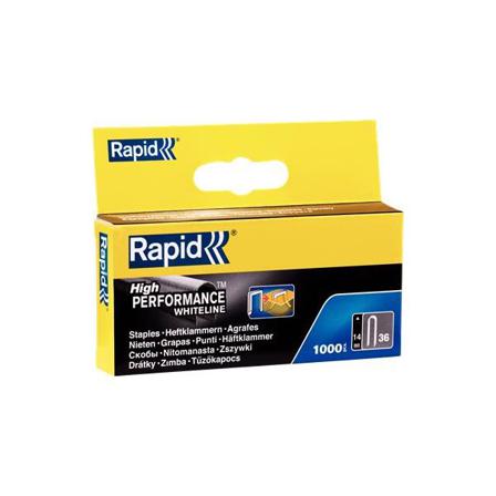 Rapid Nr 36 Bredtrådkabelstift Stål, hvit, 1000-pakning, Innfesting