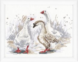 Broderipakke Bilde Tre glade gess - Oven