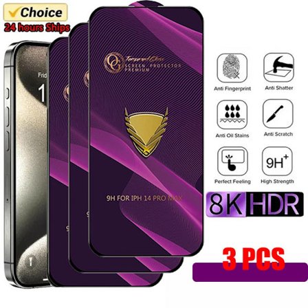 3-pack 9H Skärmskydd Härdat Glas Fodral För iPhone 15 14 13 11 12 Pro Max Mini X XS Max XR 7 8 Plus Glas Härdad Film