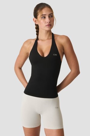Define Seamless Halter Neck Tank Black