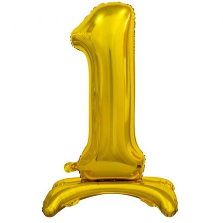 Stående Sifferballong Guld 74cm "0-9" Siffra 1 - Partyninja.se