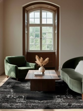 Vintage Medaillon Klein Vintage Vega Teppich - Schwarz 140X200 Im Klassischen Stil