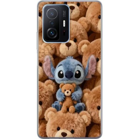 Kompatibelt Mobildeksel til Xiaomi 11T Stitch omgitt av brune teddybjørner med en liten teddybjørn i fanget i en søt og koselig kawaii-design