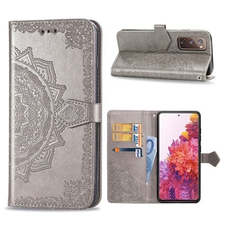 Mandala Samsung Galaxy S20 FE 5G / S20 FE Flip kotelo - Harmaa