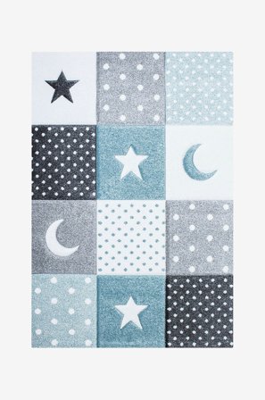 KM Home - Børnetæppe Atlas - Blå - Børnegulvtæpper - 140X200 - Fra Homeroom