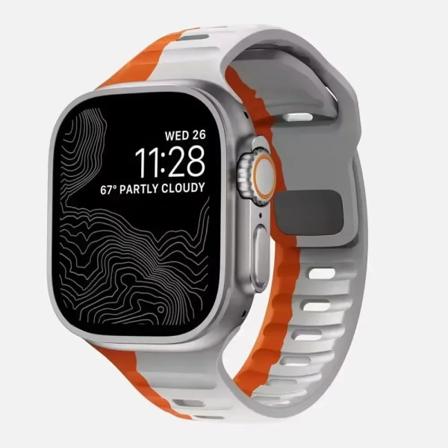Silikonrem for Apple Watch Band 49mm 44mm 45mm 40mm 41mm 42mm 38mm Ultra 2 Sport Correa Armband iwatch Series 9 8 7 6 5s orange grey