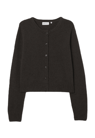 Carin Wester Cardigan i ull DIJON Stickat Brun S