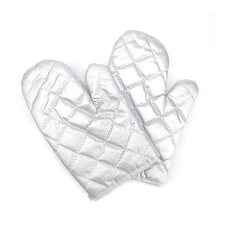 Oven Mitts, 1 Pair Heat Resistant Cotton Glove, Washable Silver Kitchen Gloves, Up To 180°C, With Hanging Loop, For Microwave and Ironing