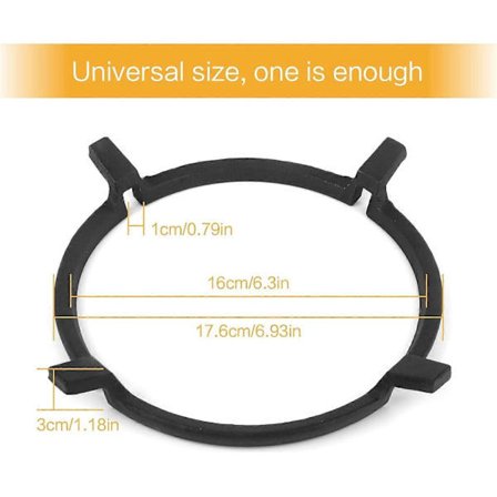 Universelt komfurstativ, jernstativ komfurstativ skridsikker wokring pandestøttestativ støbejernsunderlag støttering kogeplade[PL]