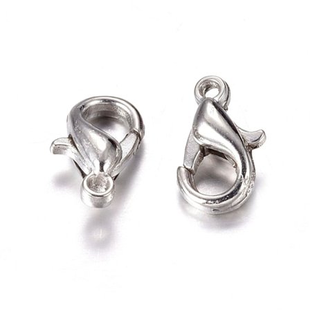 25 St. 12 mm. långa nickelfria Platinapläterade lobsterlås