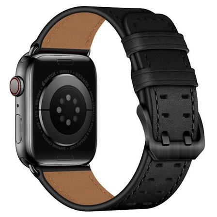 Apple Watch (45 mm) klockarmband i äkta läder - Svart