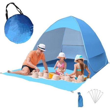 Pop Up-telt for 3-5 personer, Strandtelt med solskjerming