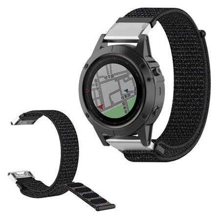 Garmin Fenix 6X / Fenix 5X / Fenix 3 nylon loop Urrem - Sort