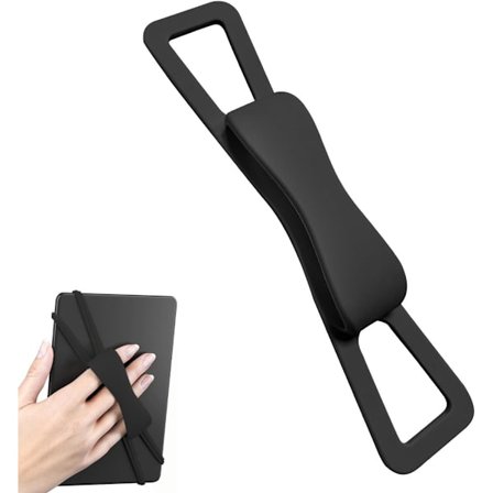 ING Anti-slip elastikbånd/silikone greb (sort) - kompatibel med 4-8 tommer e-læsere/tablets - anti-slip fingerring greb til mobiltelefoner