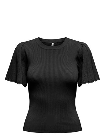 Onlanjelica Ss Detail O-Neck Knt Black ONLY
