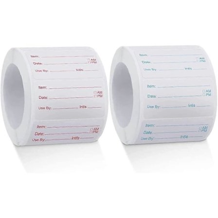 2 Ruller 1000 Stykker Avtakbare Matetiketter, Selvklebende Avtakbare Syltetøyetiketter for Hjemme- eller Restauranthermetisering, 2 Farger