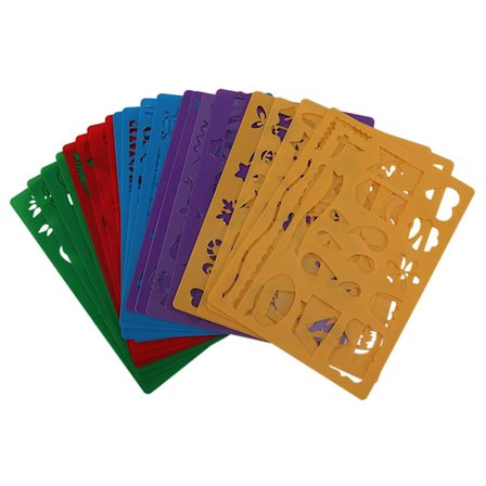 20 kpl lasten joulu DIY piirustus sapluunat ontto levy setti lapsille muovinen maalaus malli([HK])