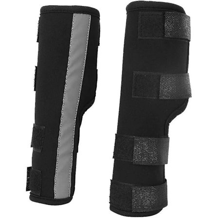 Koiran etujalan tuki, koiran tassun polvisuojus, koiran kyynärpään suoja heijastavilla hihnoilla (musta M) - ya01