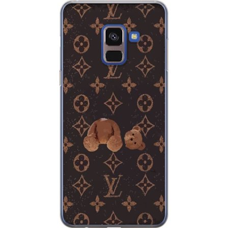 Kompatibel Mobilcover til Samsung Samsung Galaxy A8 (2018) Luksuriøst monogrammønster med knust bamse i mørk modeæstetik