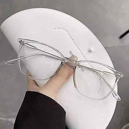 Ultralette Blålysblokkerende Briller, Ansiktsinnrammende Dekorative Briller, Universal Ramme for Kvinner og Menn (Transparent Grå)