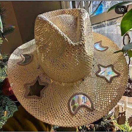 Suncatcher Cowgirl Olki Prisma Hattu, Naisten Hengittävä Leveälierinen Rantahattu Musiikkifestivaali Hattu Polttarijuhlat Morsiamen Suihku Hattu (FMY)