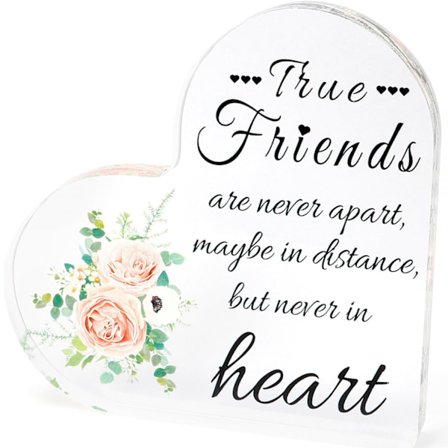 Födelsedagspresenter till bästa vännen för kvinnor, vänskapspresent till kvinnor, akrylplakettprydnad, akrylhjärtskylt, avskedspresent till vänner som