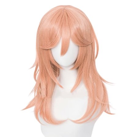 Anime Langt Krøllet Orange Cosplay Parykker med Pandehår til Chainsaw Man Halloween Cosplay Paryk (Orange)