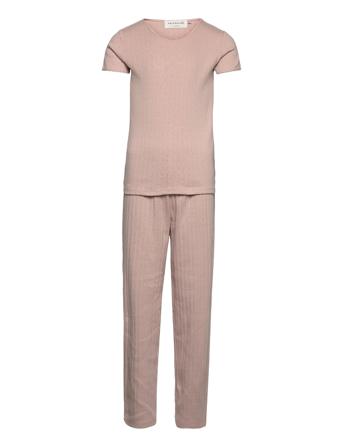 Organic Pyjamas Set Pyjamasetti Pyjama Vaaleanpunainen Rosemunde Kids