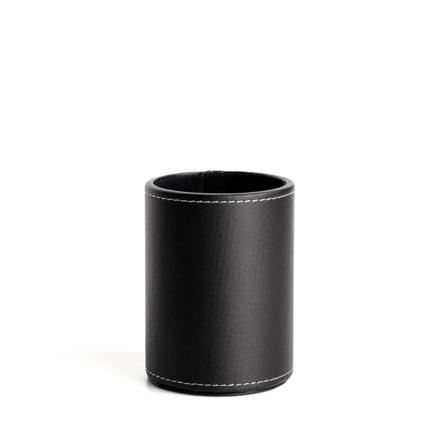Lær Pennholder Pennal Rund Svart Pennal Kontor Skrivebord Hjem Stasjonær Organizer Black pen holder
