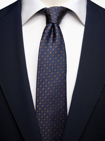 John Henric Men's Dark Blue & Brown Geometric Tie Size 6
