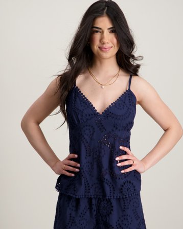 RYVLS Zoe Embroidery Strap Top Bleu Hauts et chemisiers Fille - Kids Brand Store