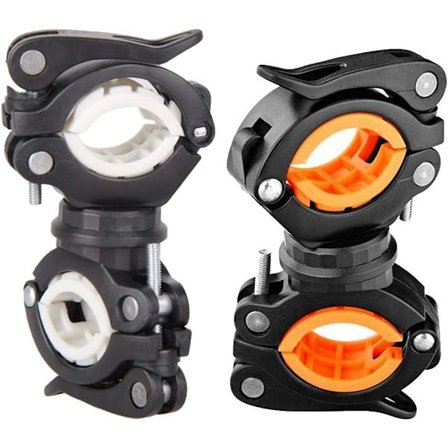 2 stk sykkelklips oransje og hvit lommelykt, 360° roterbar sykkellysholder, sykkellykt, universell sykkellyktklipsfeste