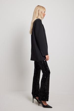 NA-KD Party Pantalon fendu à sequins - Pantalon Nouvel an - Noir - X-Small